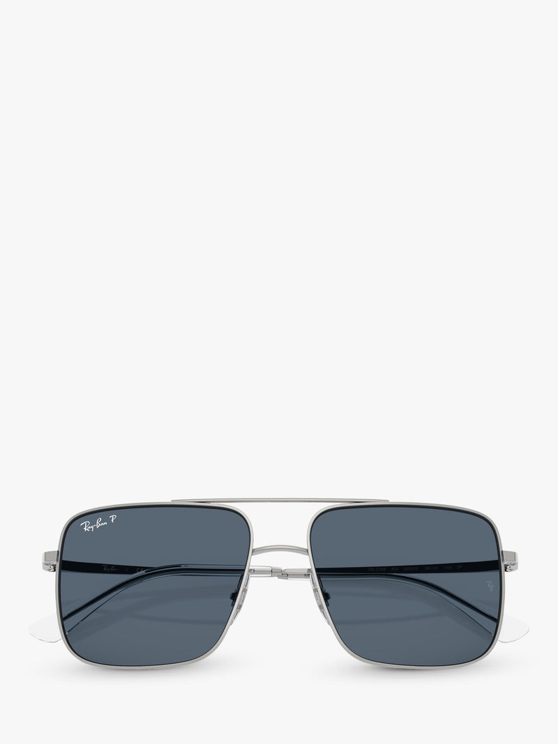 Ray-Ban RB3758 square sunglasses silver grey metal frame, imported from the UK