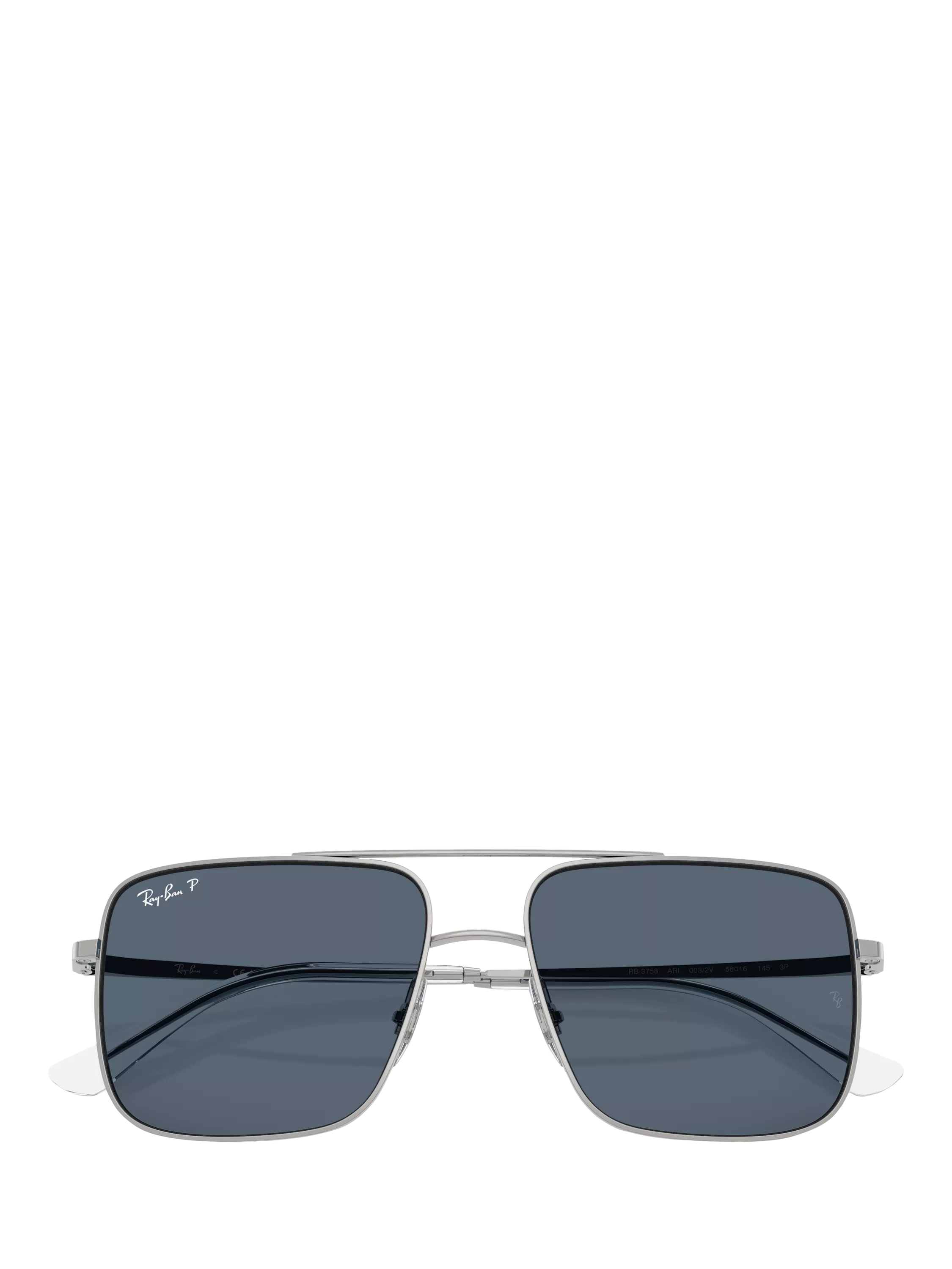 Ray-Ban RB3758 square sunglasses silver grey metal frame, imported from the UK