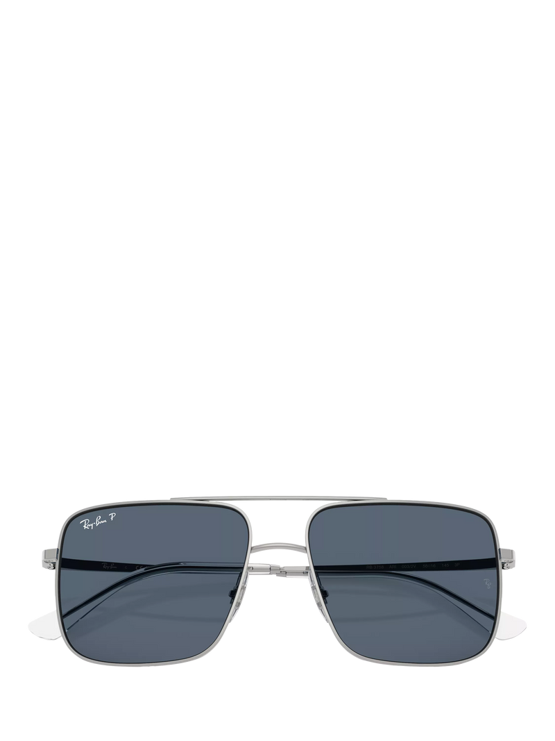 Ray-Ban RB3758 square sunglasses silver grey metal frame, imported from the UK