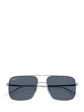 Ray-Ban RB3758 square sunglasses silver grey metal frame, imported from the UK