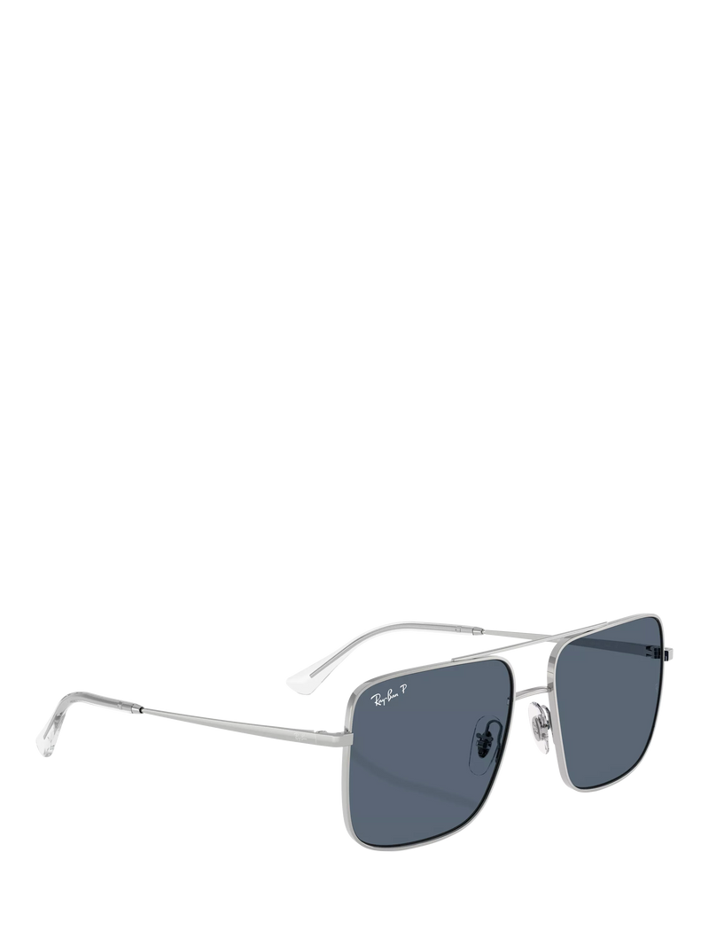 Ray-Ban RB3758 square sunglasses silver grey metal frame, imported from the UK