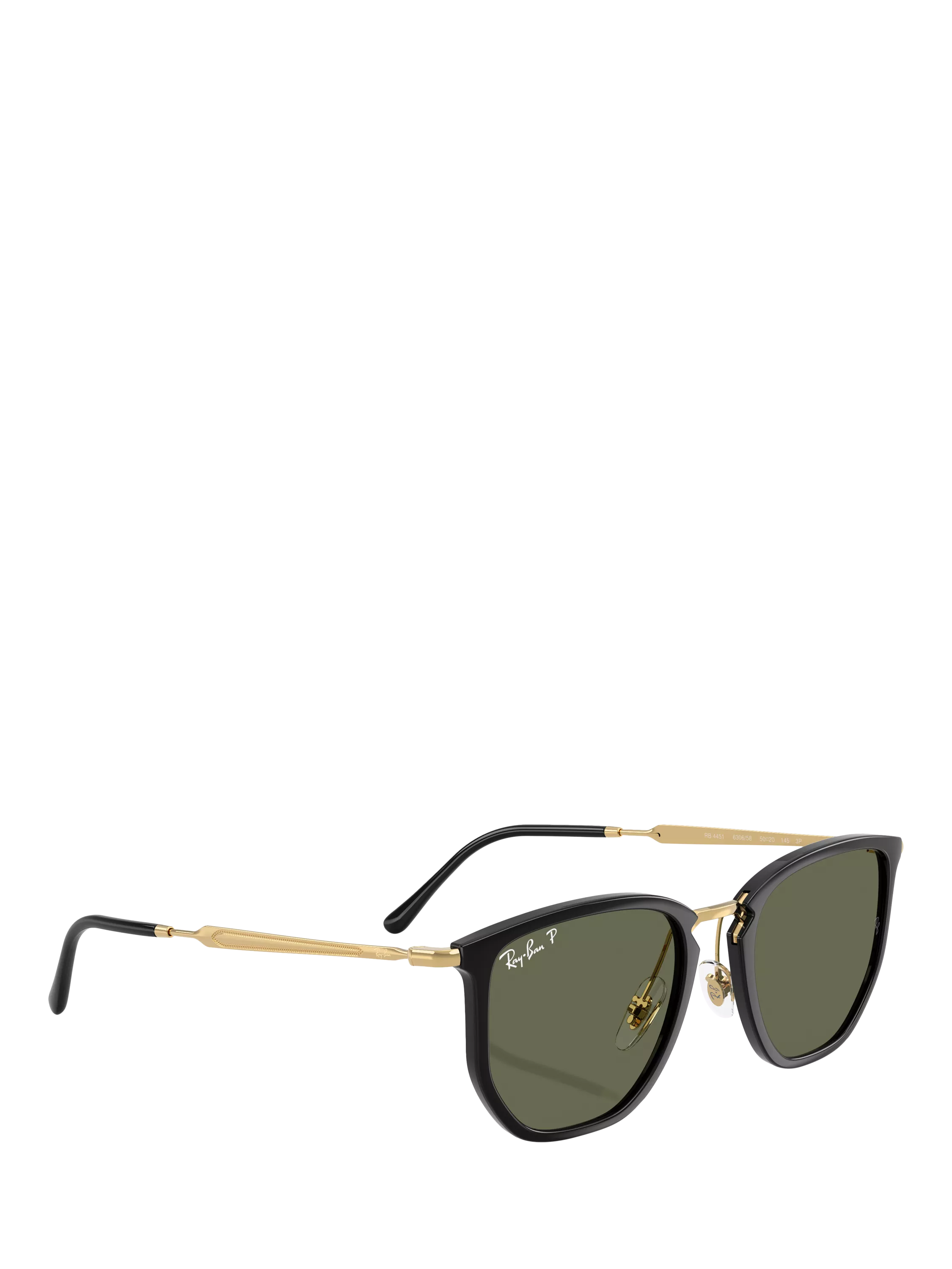 Ray-Ban RB4451 polarised irregular sunglasses black frame green lens (British brand)
