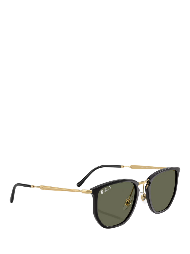 Ray-Ban RB4451 polarised irregular sunglasses black frame green lens (British brand)