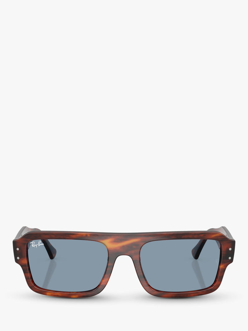 Ray-Ban Lukas rectangular sunglasses Havana Blue glass lens, UK version