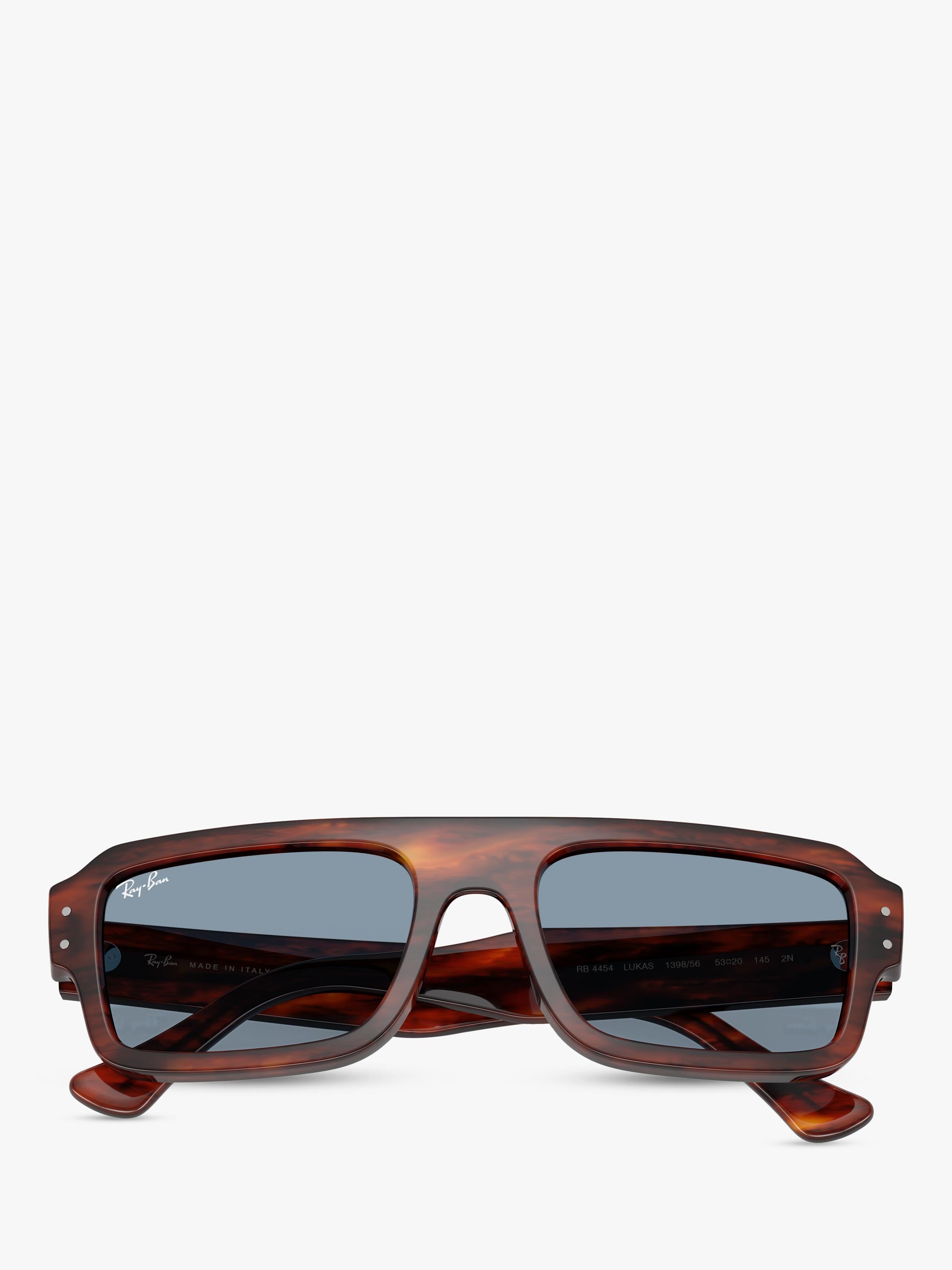 Ray-Ban Lukas rectangular sunglasses Havana Blue glass lens, UK version