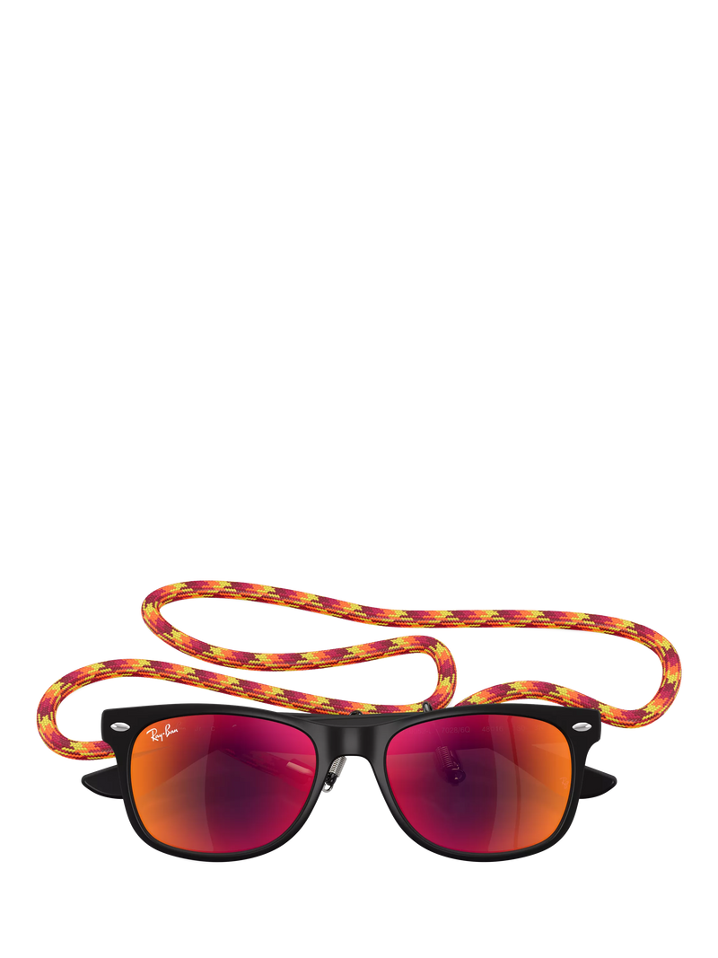 Ray-Ban Junior RJ9052 square sunglasses black/orange, imported from the UK