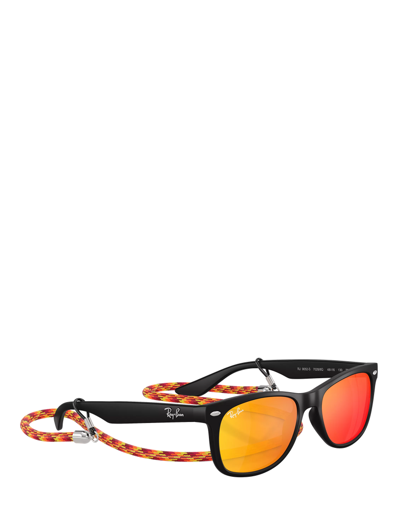 Ray-Ban Junior RJ9052 square sunglasses black/orange, imported from the UK