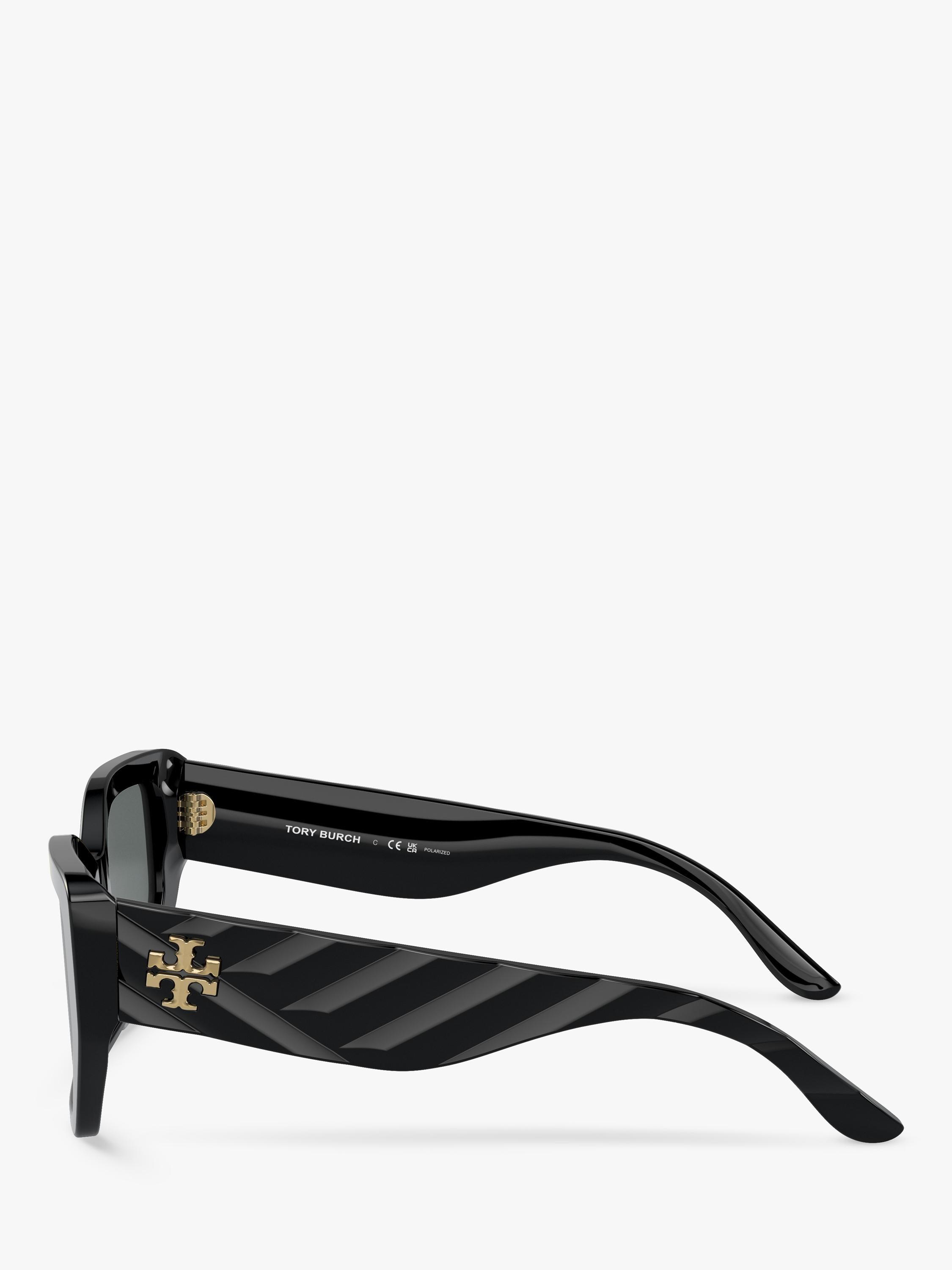 Tory Burch women's irregular polarised sunglasses black, imported from the UK