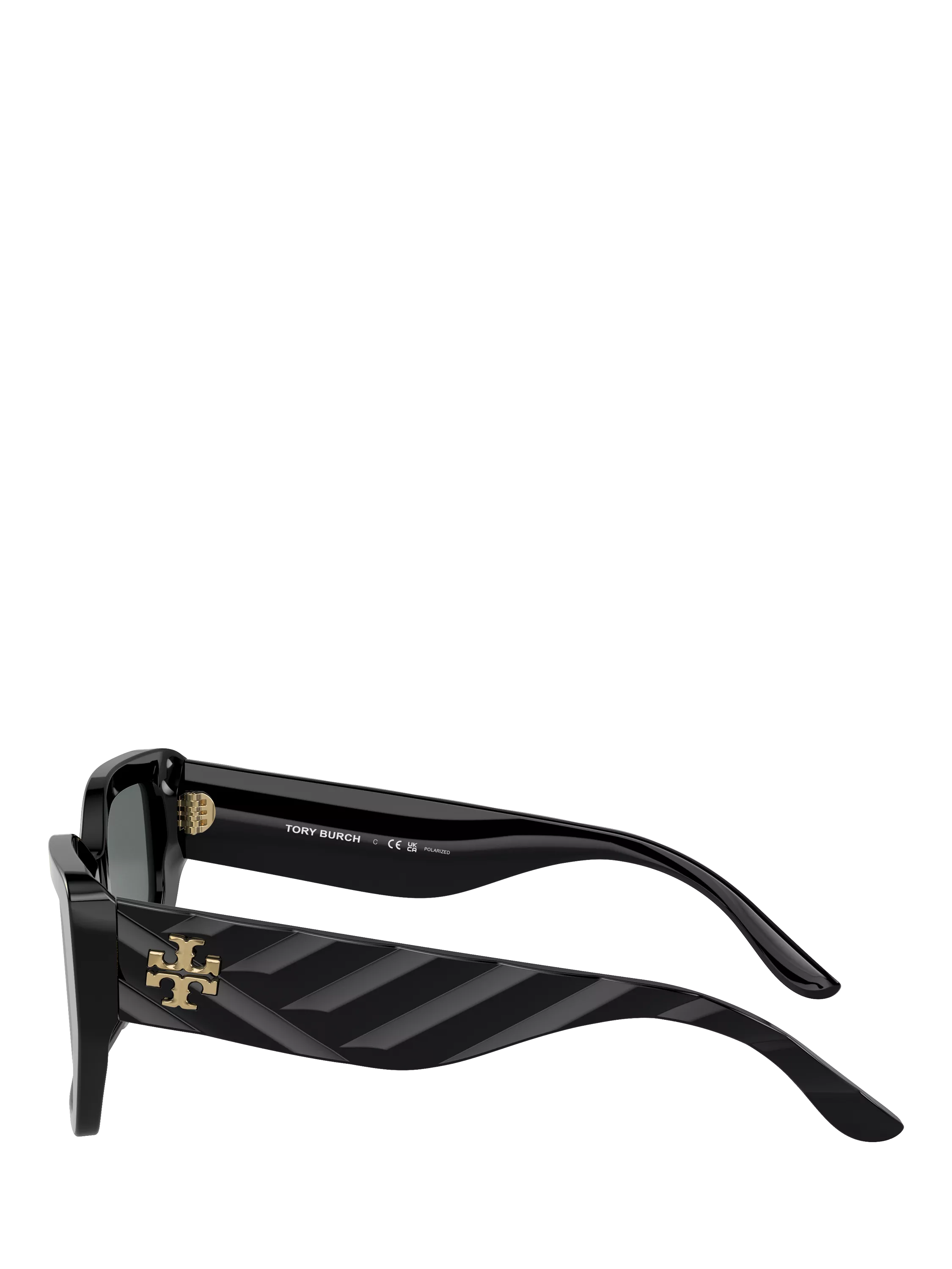 Tory Burch women's irregular polarised sunglasses black, imported from the UK