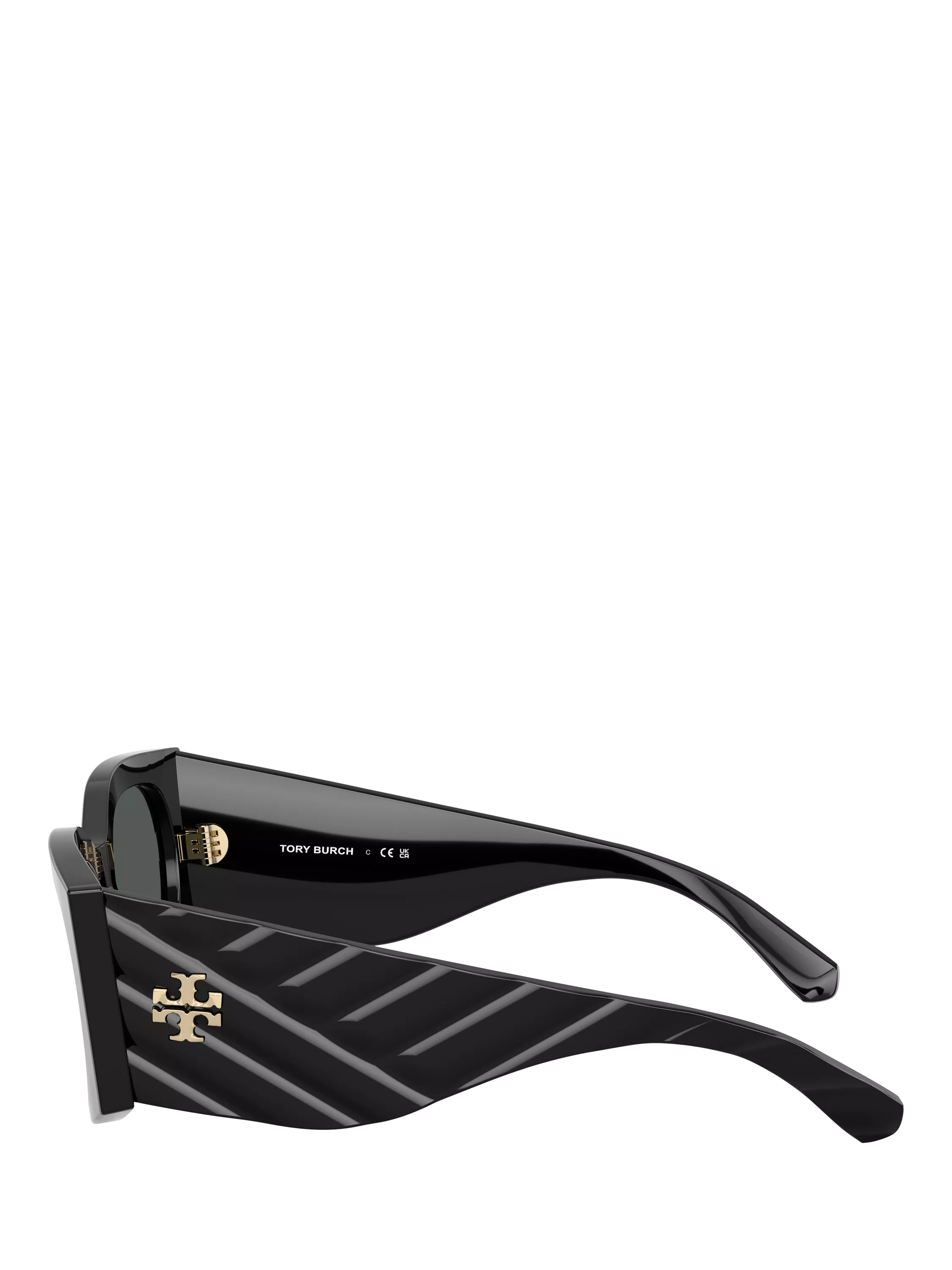 Tory Burch black rectangular sunglasses with polyamide frame, UK version