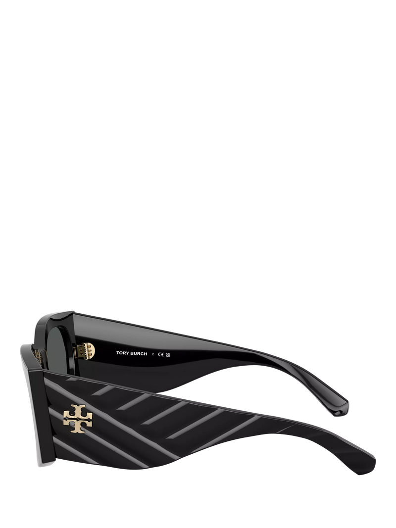 Tory Burch black rectangular sunglasses with polyamide frame, UK version