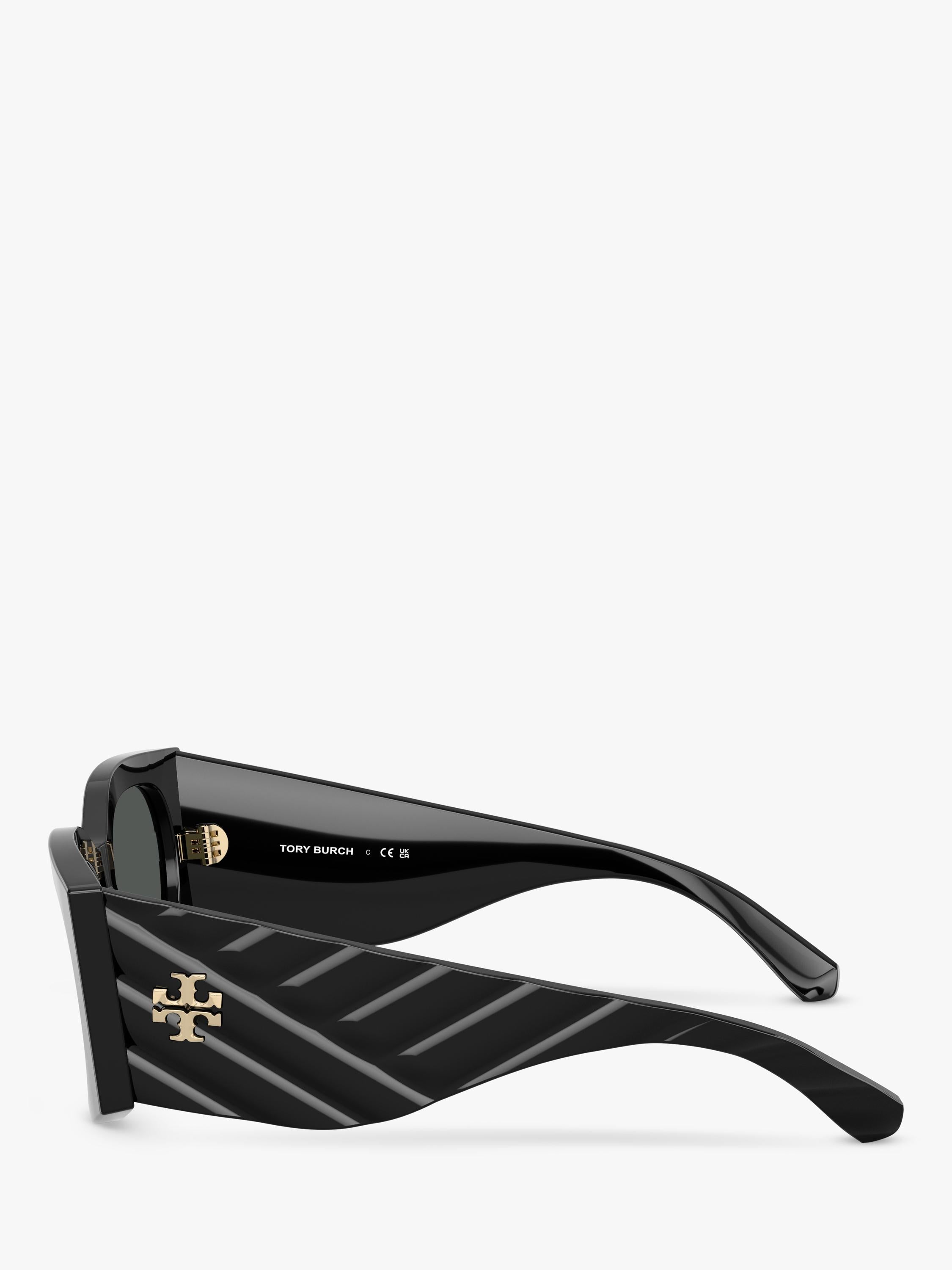 Tory Burch black rectangular sunglasses with polyamide frame, UK version