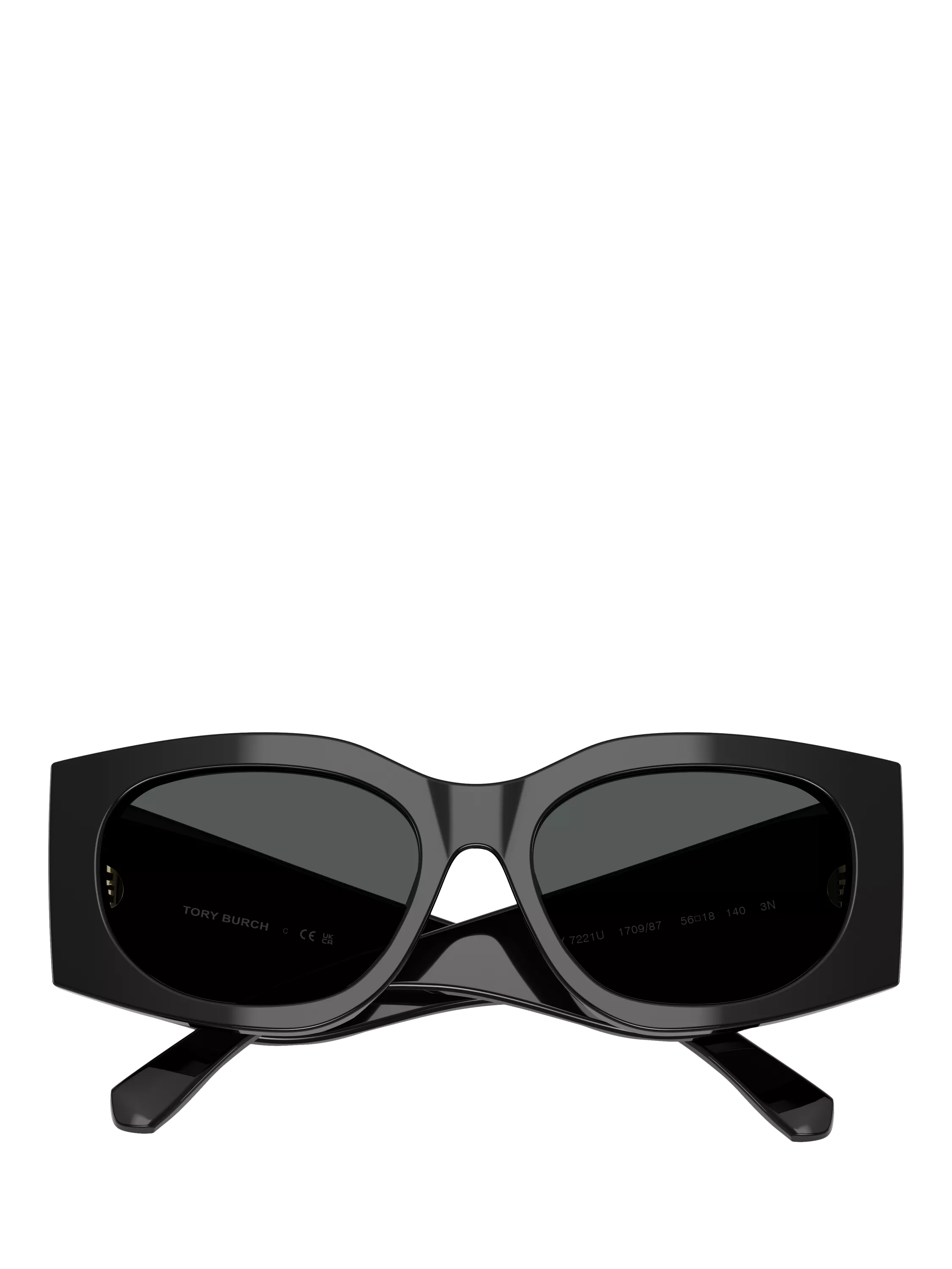 Tory Burch black rectangular sunglasses with polyamide frame, UK version