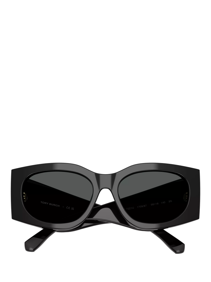 Tory Burch black rectangular sunglasses with polyamide frame, UK version