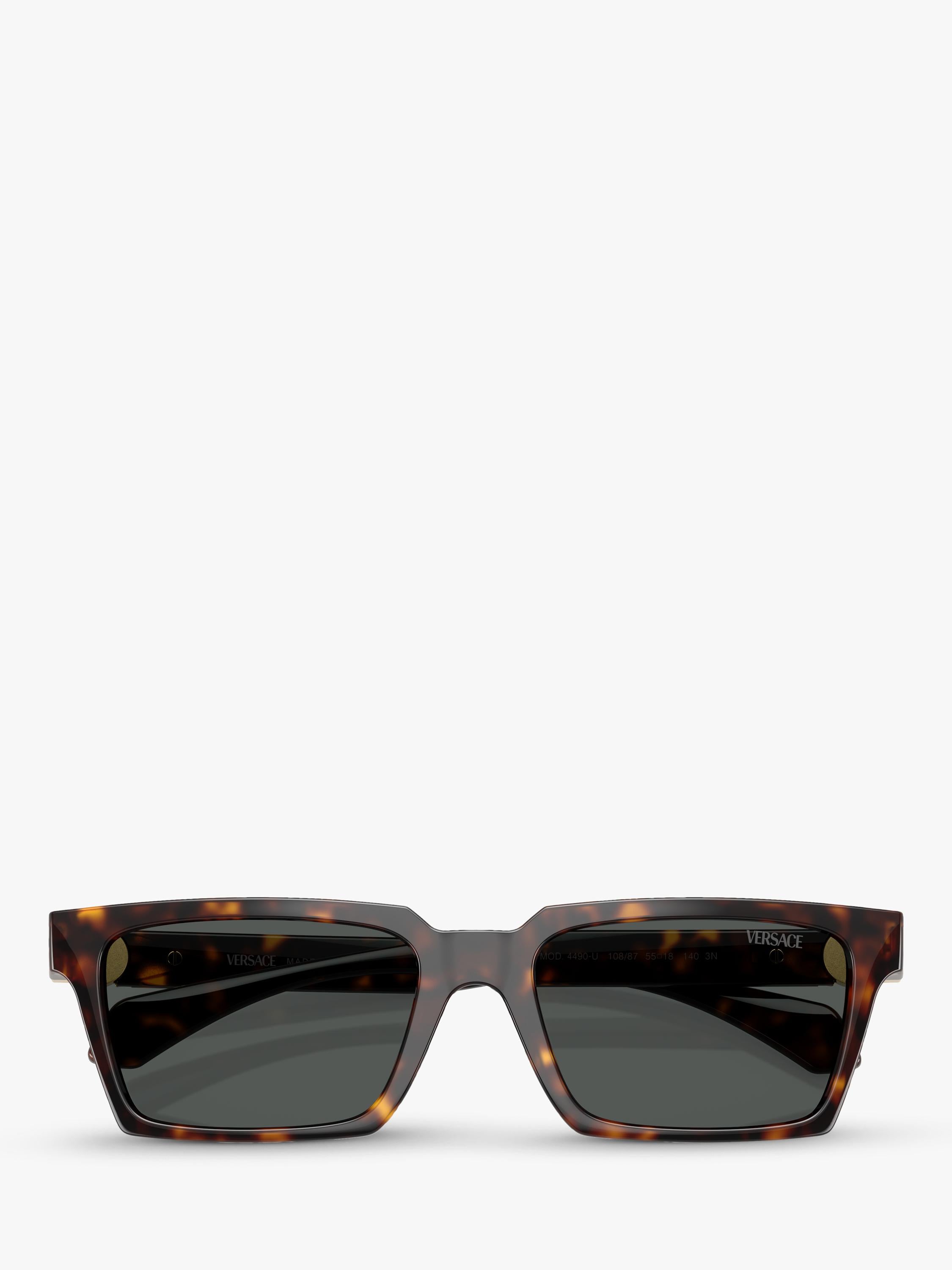 Versace VE4490U men's rectangular sunglasses Havana Grey (British brand)