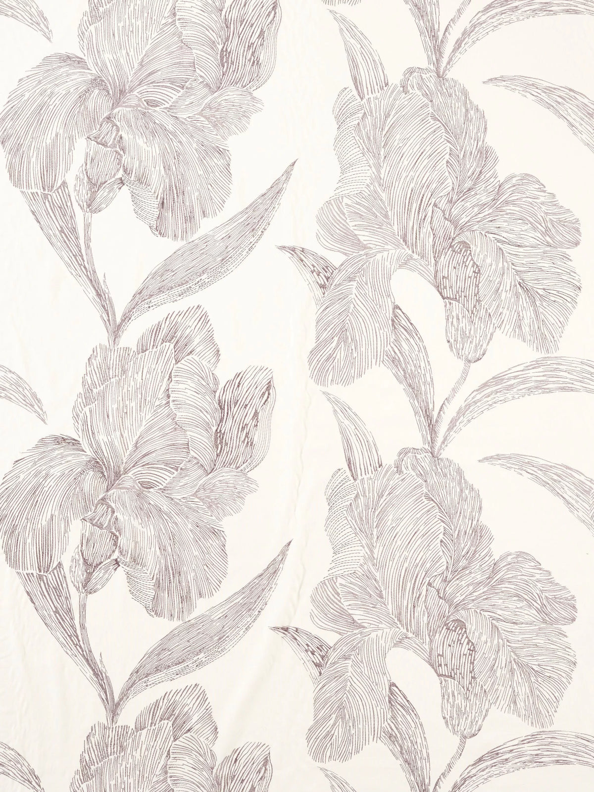 Harlequin Onsen furnishing fabric with iris flowers, UK version