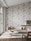 Harlequin lotus pattern wallpaper with soft metallic finish in wide width, UK version