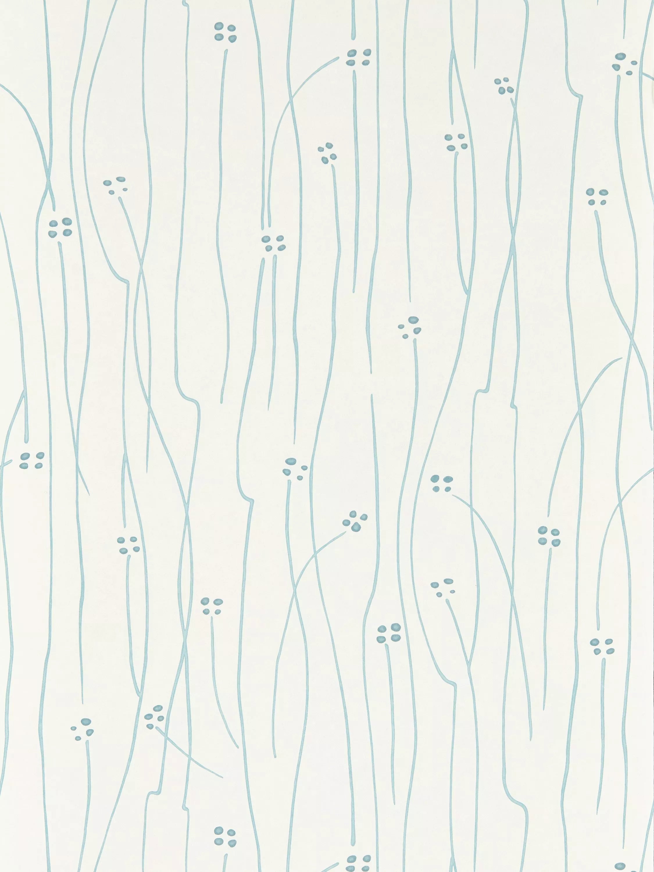 Japanese silk-inspired batik wallpaper with flowing flower stems, UK version