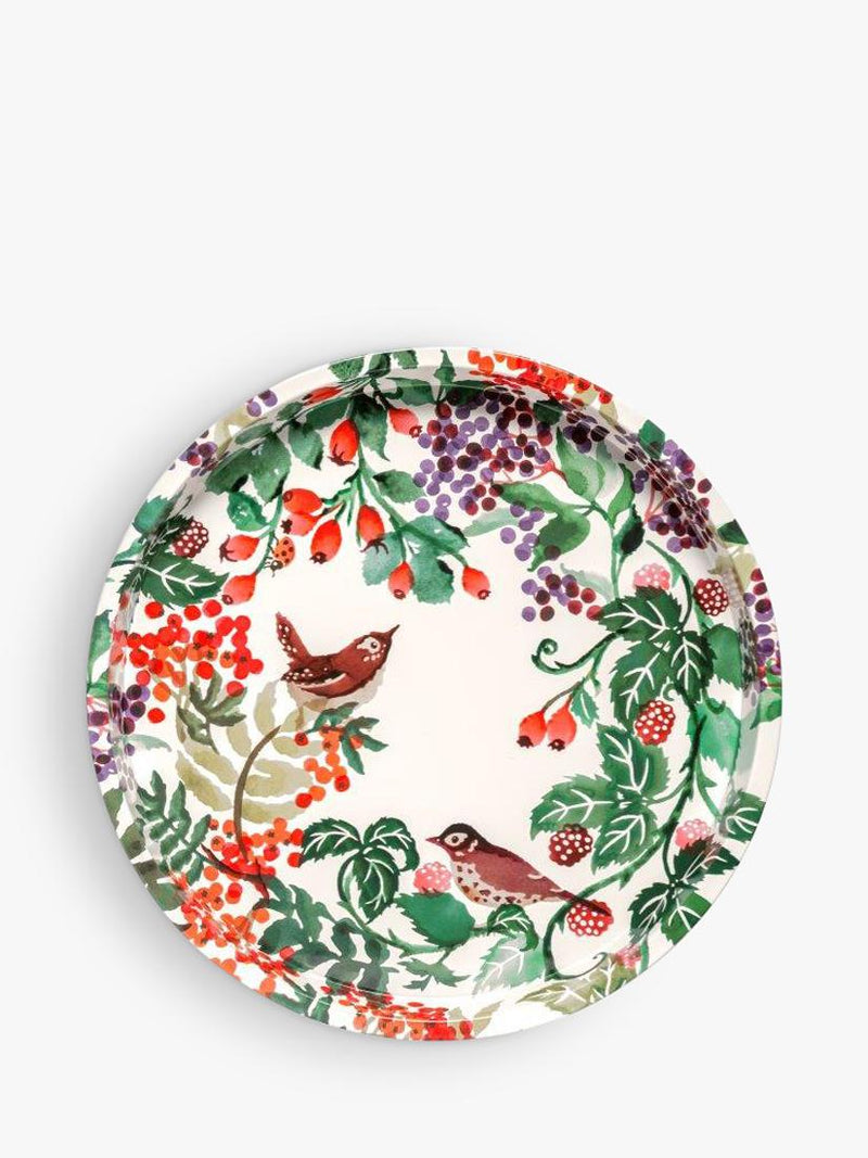 Round Deep Steel Tray with Hedgerow Design 30cm