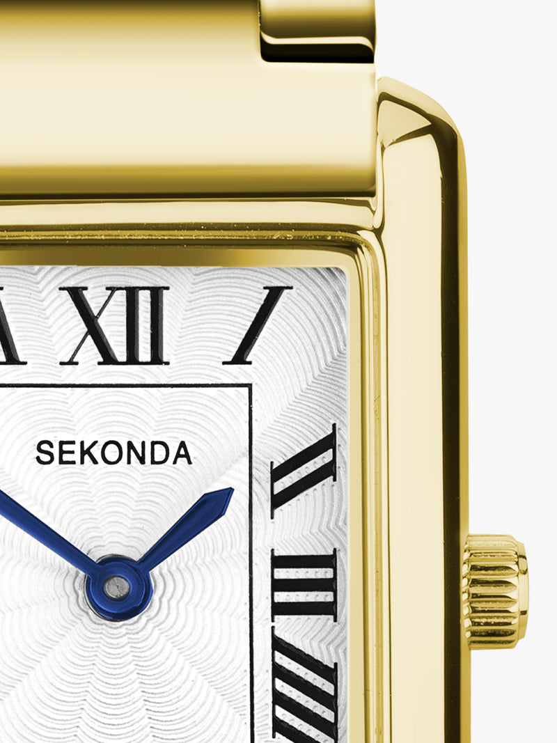 Sekonda women's guilloche dial watch gold bracelet 22mm case, imported from the UK