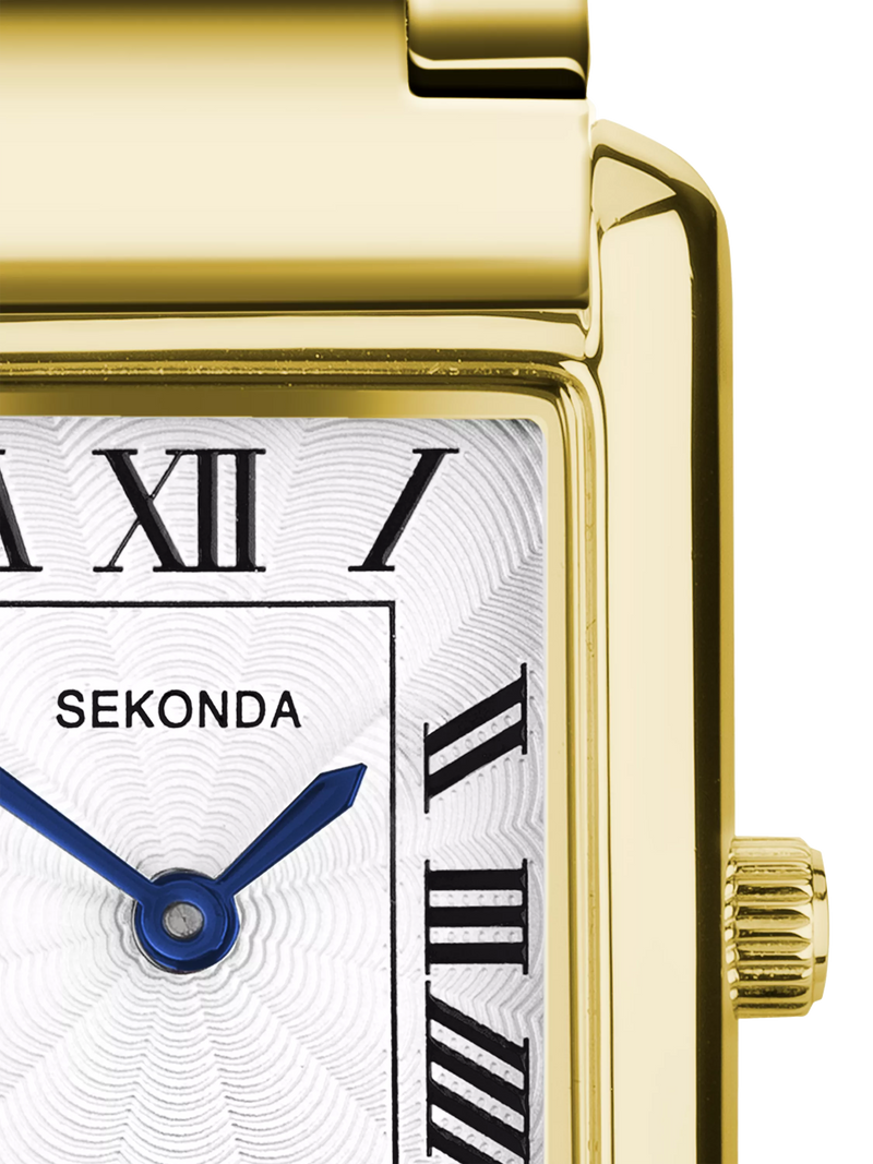 Sekonda women's guilloche dial watch gold bracelet 22mm case, imported from the UK