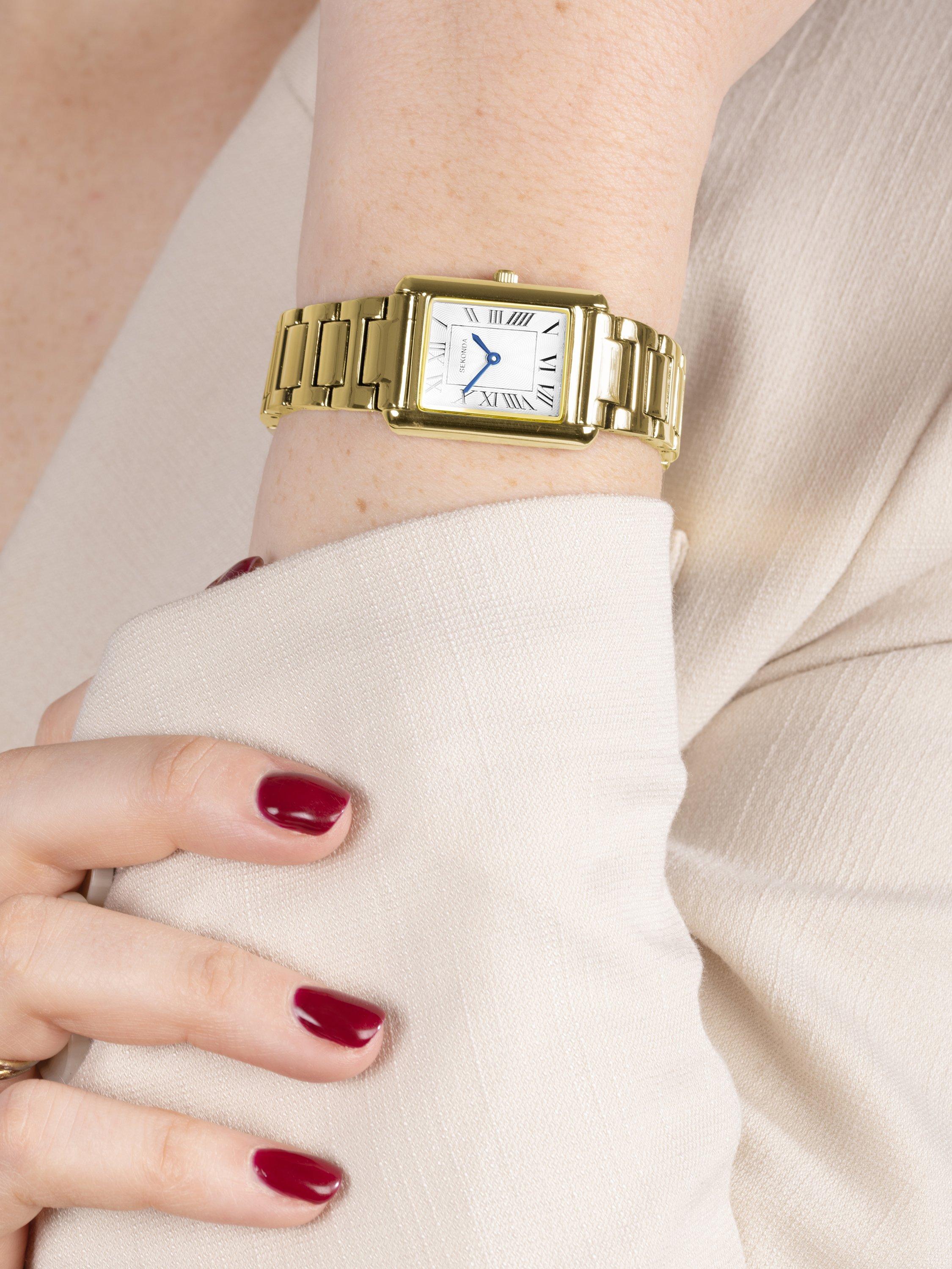 Sekonda women's guilloche dial watch gold bracelet 22mm case, imported from the UK