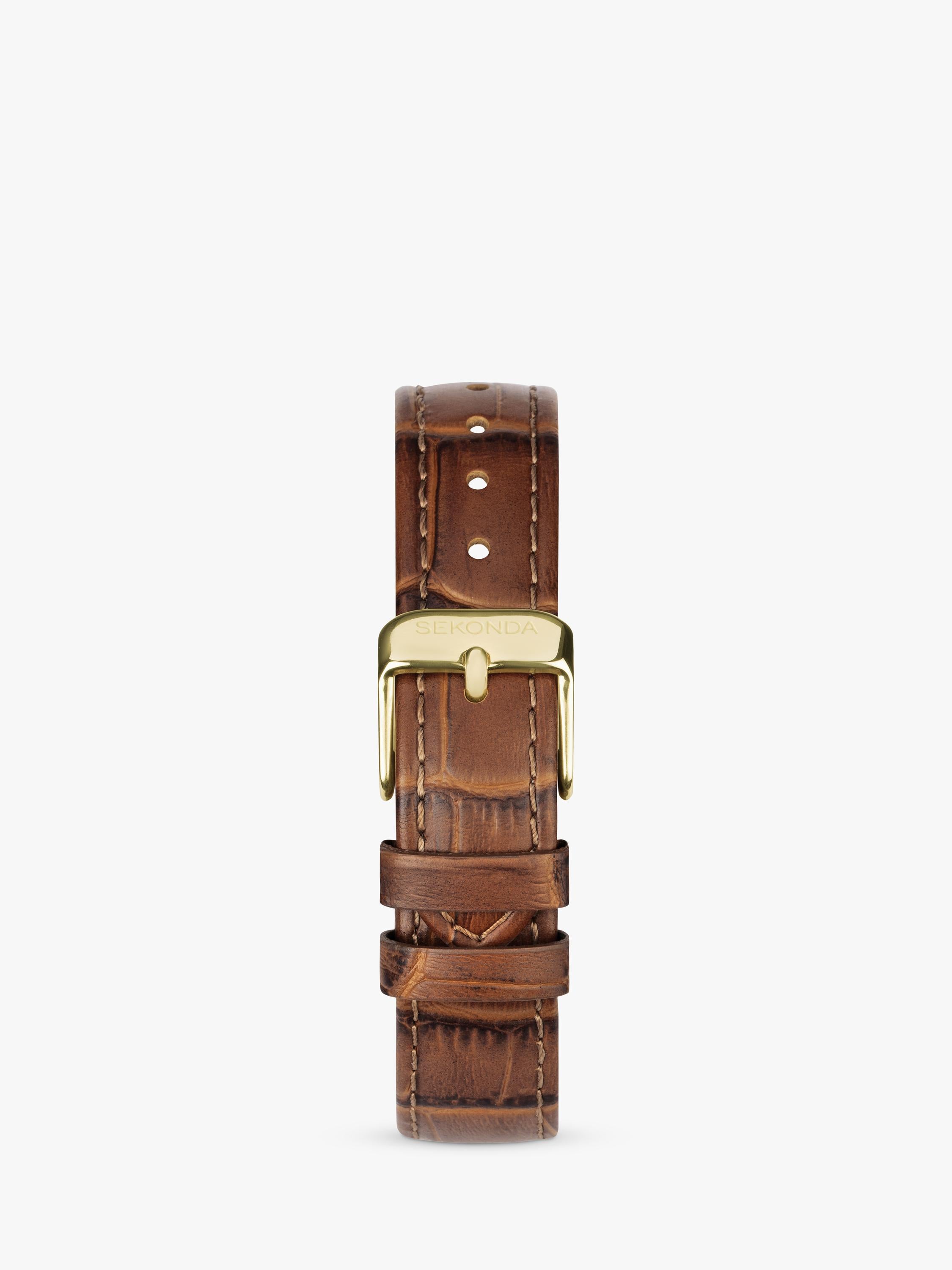 Sekonda women's rectangular guilloche dial watch with leather strap (British brand)