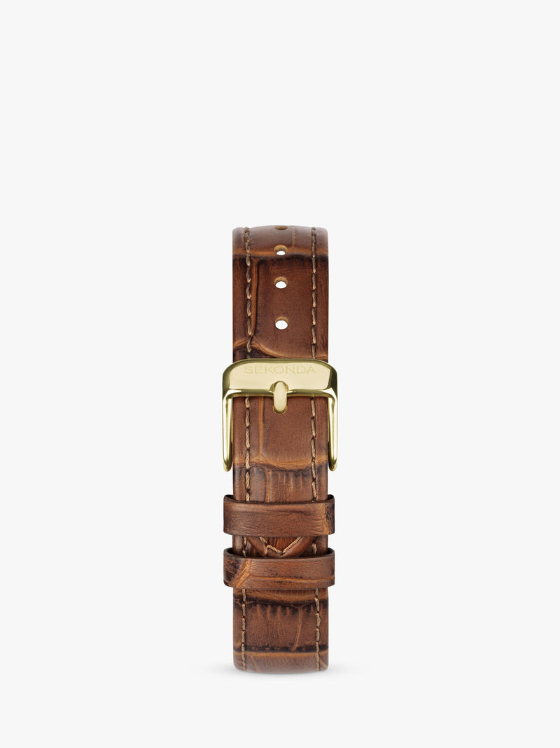 Sekonda women's rectangular guilloche dial watch with leather strap (British brand)