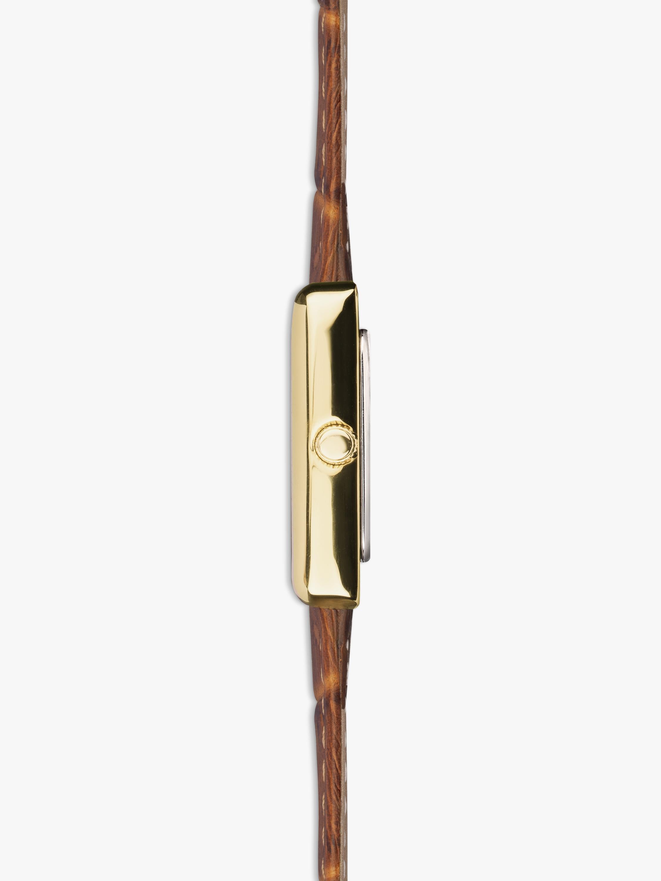 Sekonda women's rectangular guilloche dial watch with leather strap (British brand)