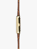 Sekonda women's rectangular guilloche dial watch with leather strap (British brand)
