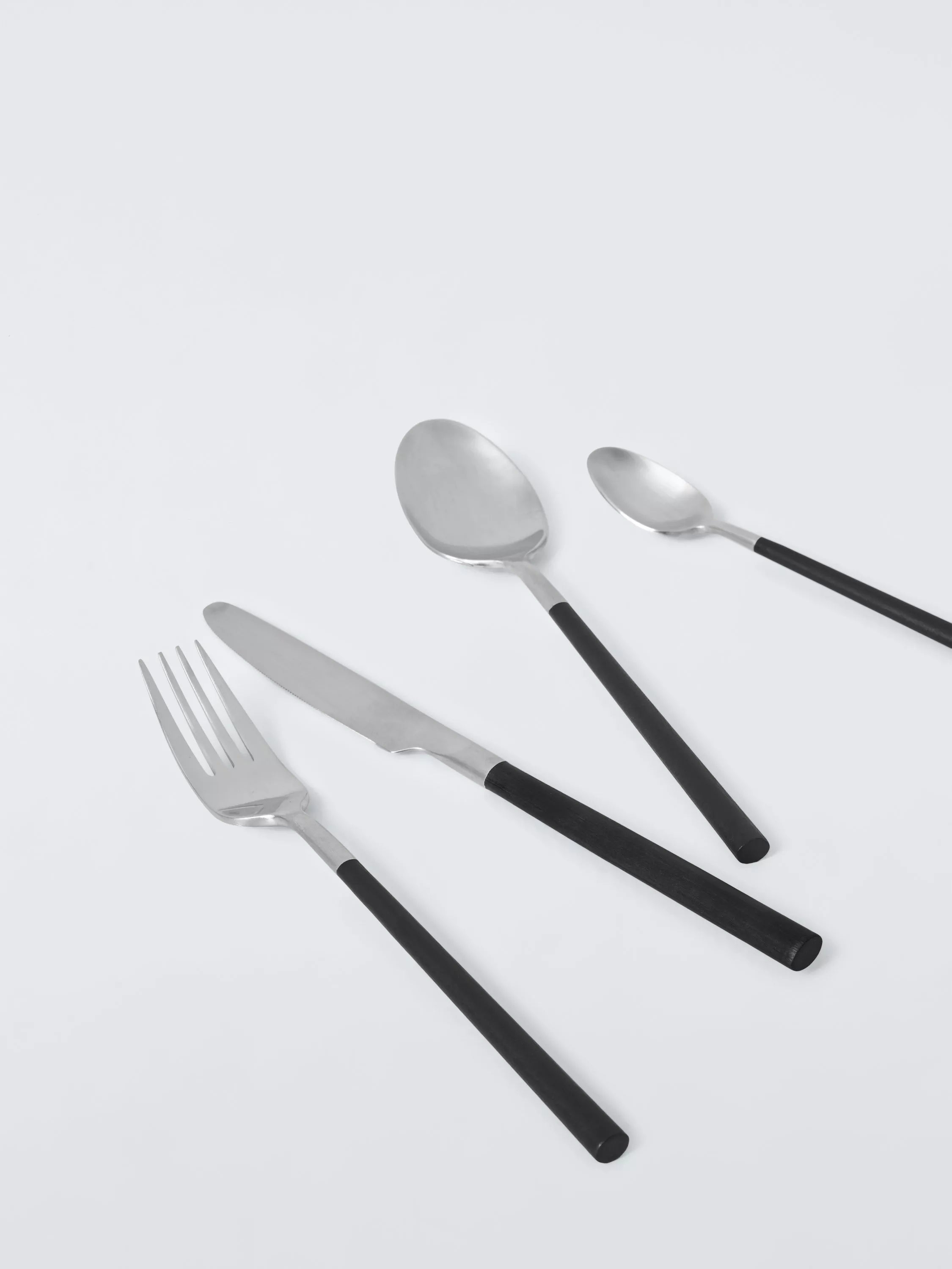John Lewis black recycled handle cutlery set 16 piece (British brand)