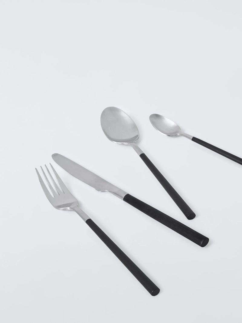 John Lewis black recycled handle cutlery set 16 piece (British brand)