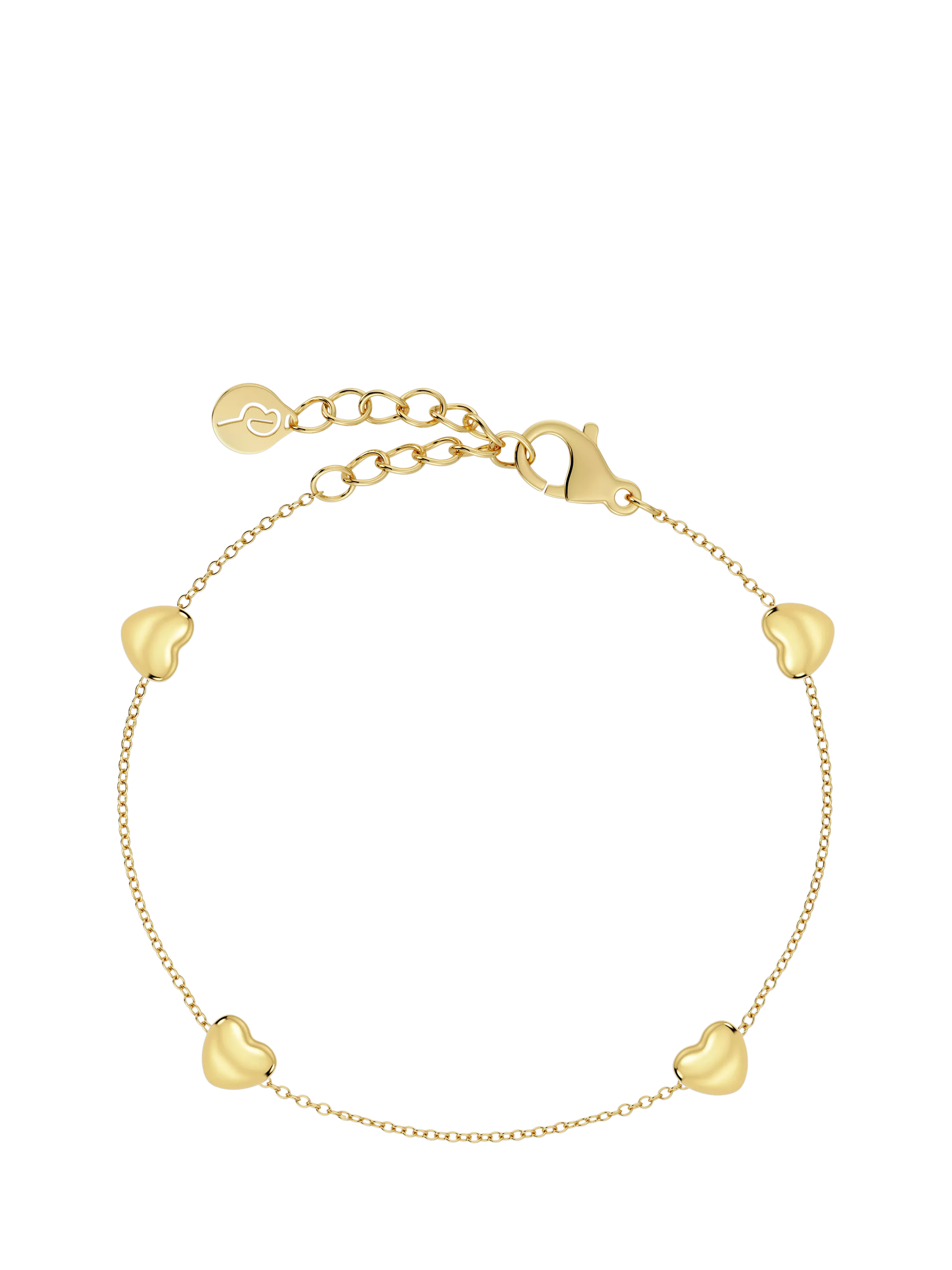 EDBLAD Barley Bracelet with four gold heart charms imported from the UK