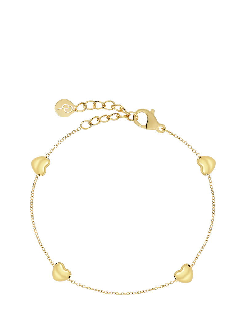 EDBLAD Barley Bracelet with four gold heart charms imported from the UK