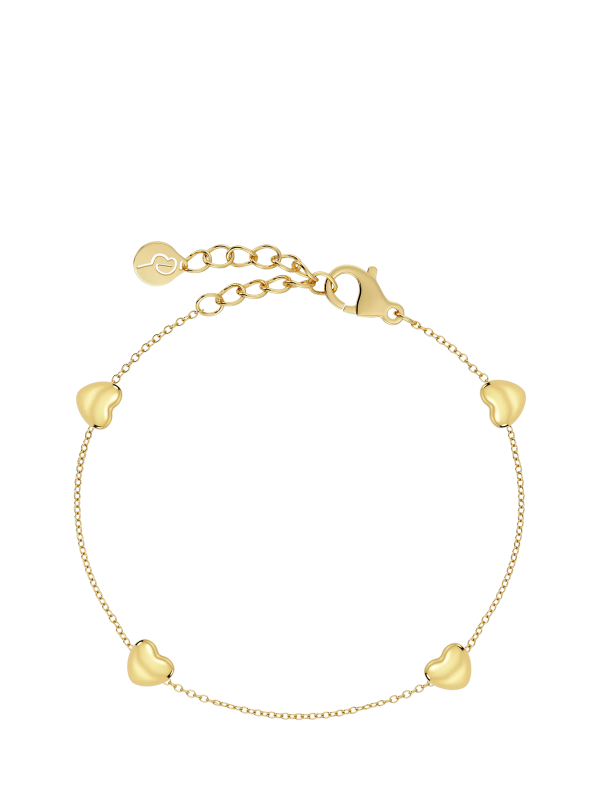 EDBLAD Barley Bracelet with four gold heart charms imported from the UK