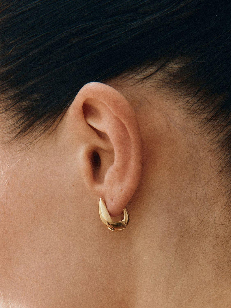 EDBLAD gold Crest Drop Hoop earrings small, UK version