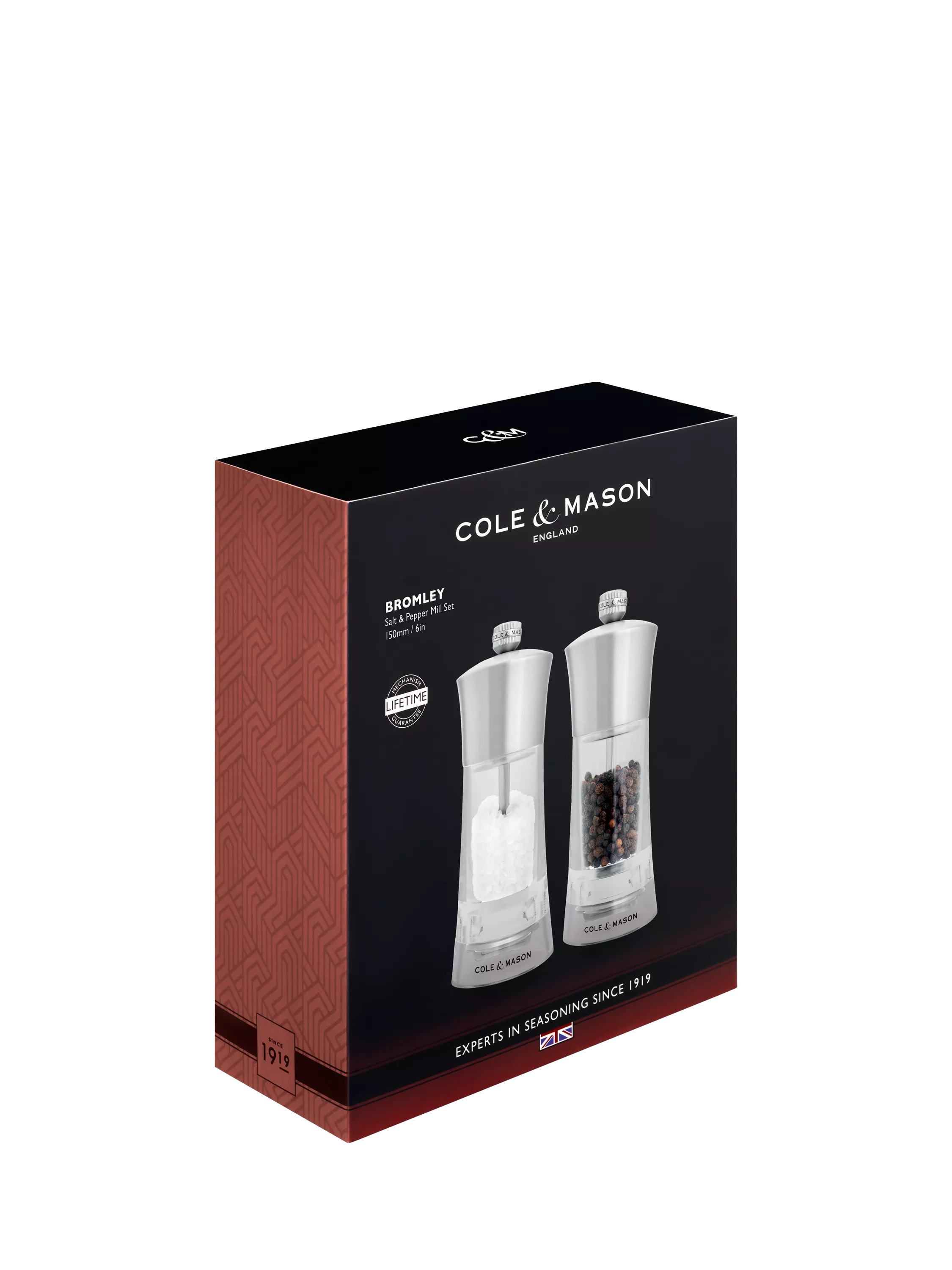 Cole & Mason Bromley salt and pepper mill set, UK version