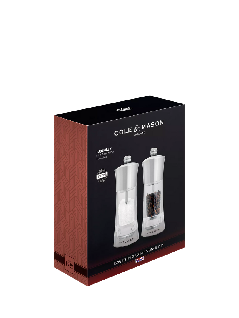 Cole & Mason Bromley salt and pepper mill set, UK version