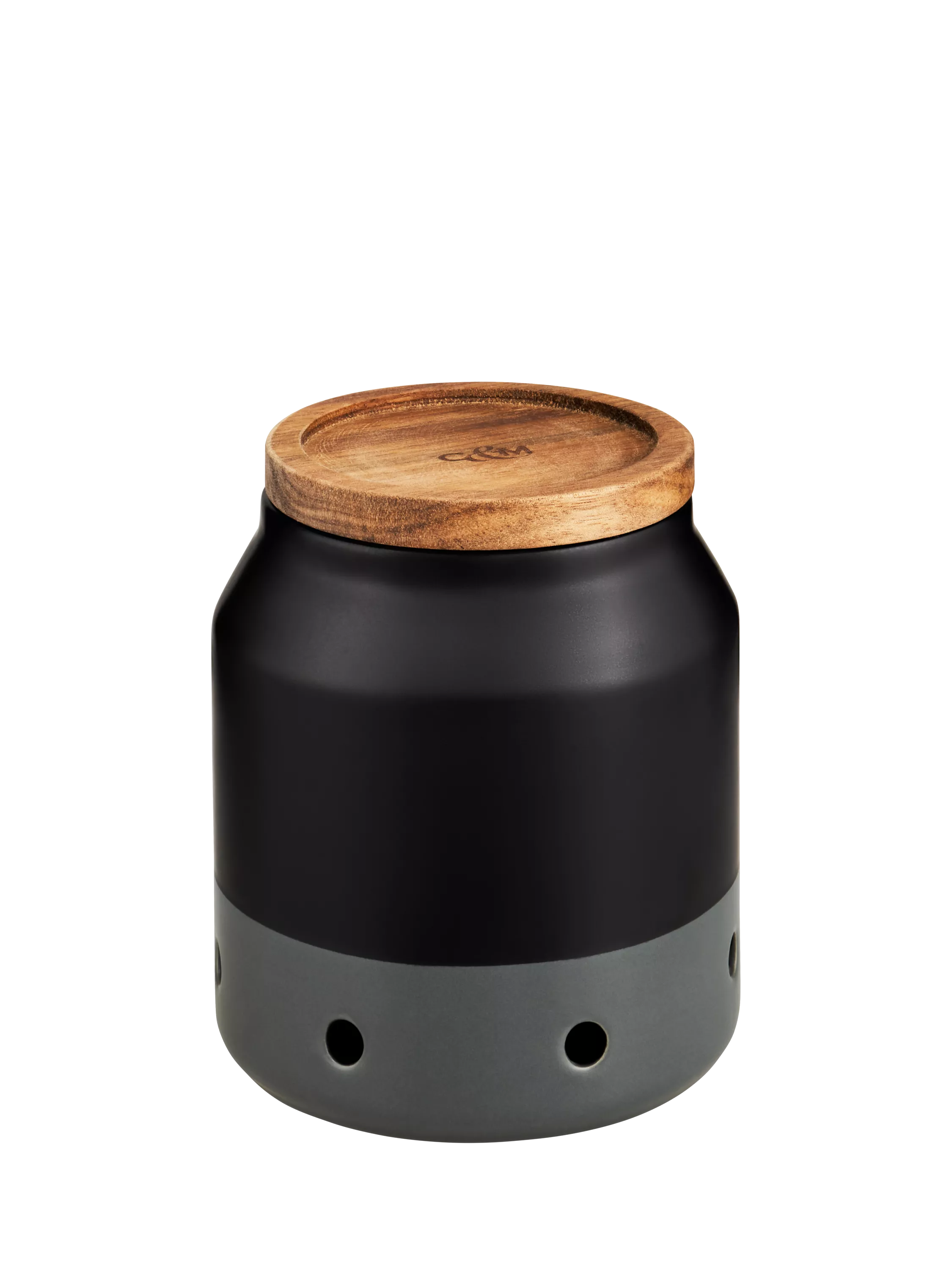 Cole & Mason Elmdon ceramic garlic jar charcoal grey - British product