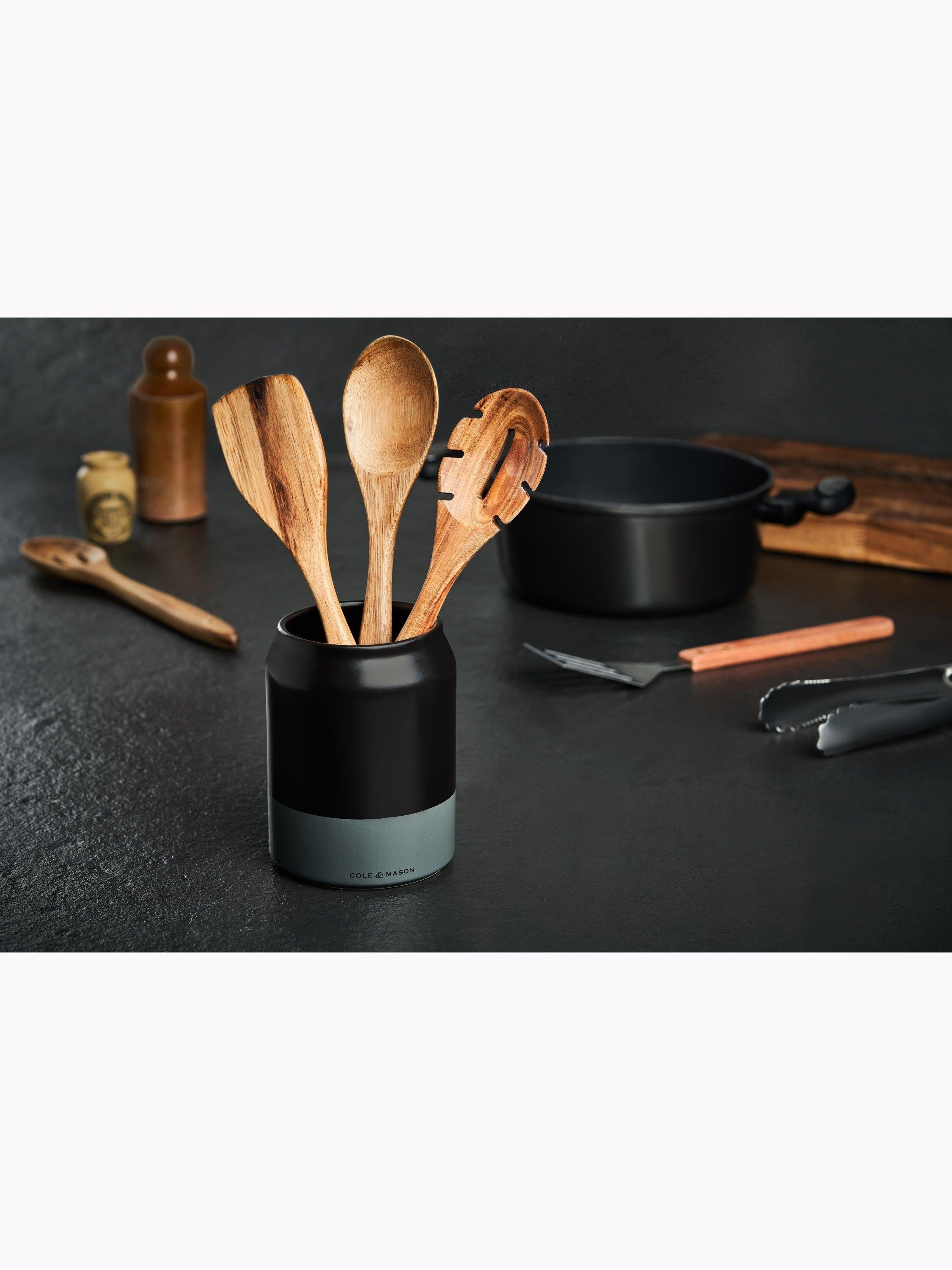 Cole & Mason ceramic utensil pot charcoal grey, imported from the UK