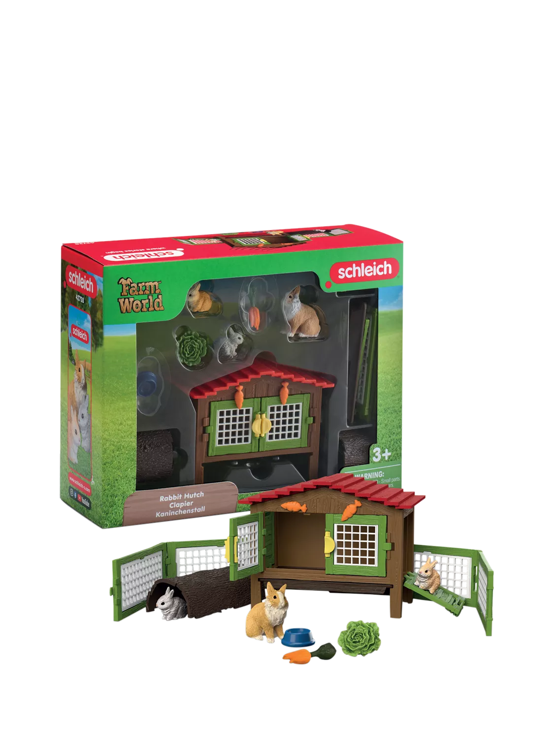 schleich Farm World Rabbit Hutch set with rabbit figurines - British product