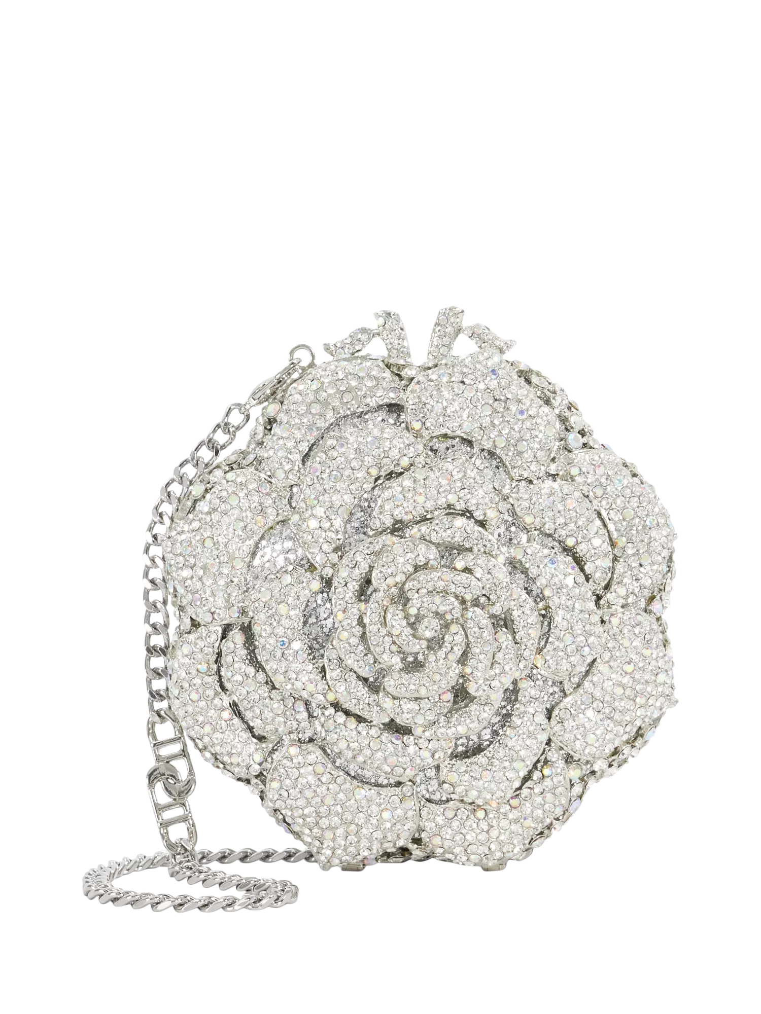Dune London silver diamante flower clutch bag (British brand)