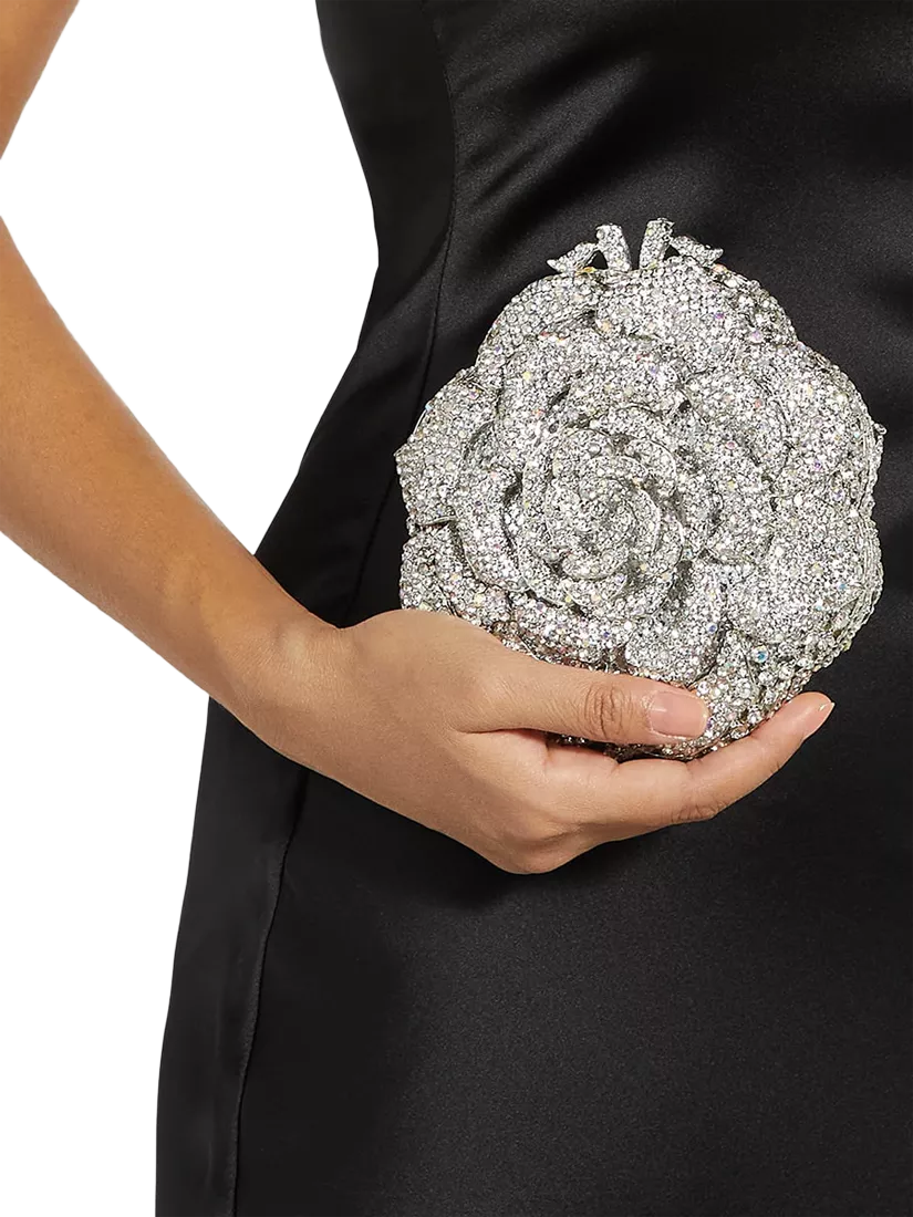 Dune London silver diamante flower clutch bag (British brand)