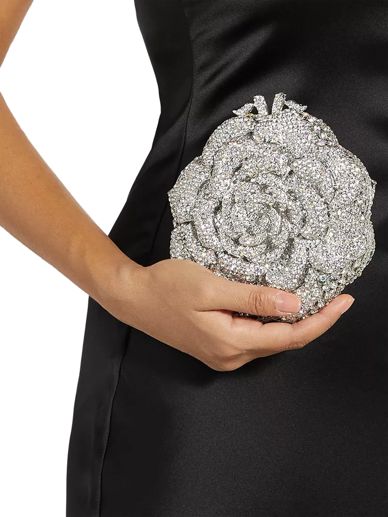 Dune London silver diamante flower clutch bag (British brand)