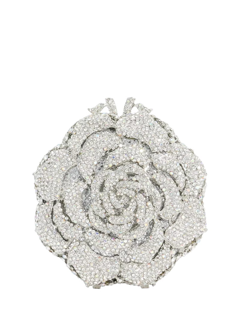 Dune London silver diamante flower clutch bag (British brand)