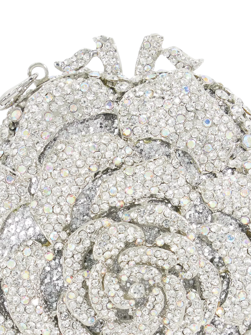 Dune London silver diamante flower clutch bag (British brand)