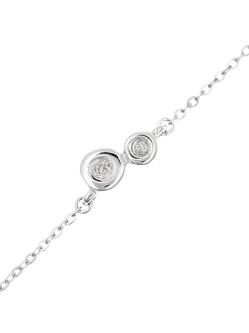 Mogul 9ct white gold double circle diamond bracelet 0.07ct, UK version