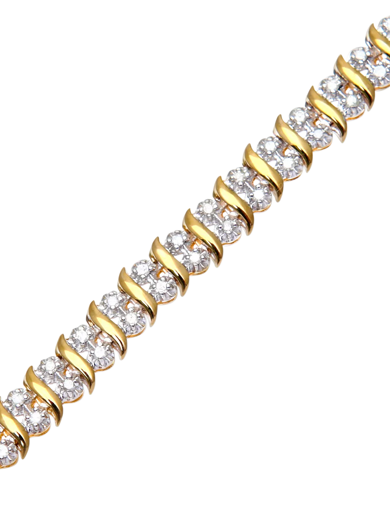 Mogul 9ct gold double row tennis bracelet 1ct diamonds, UK version