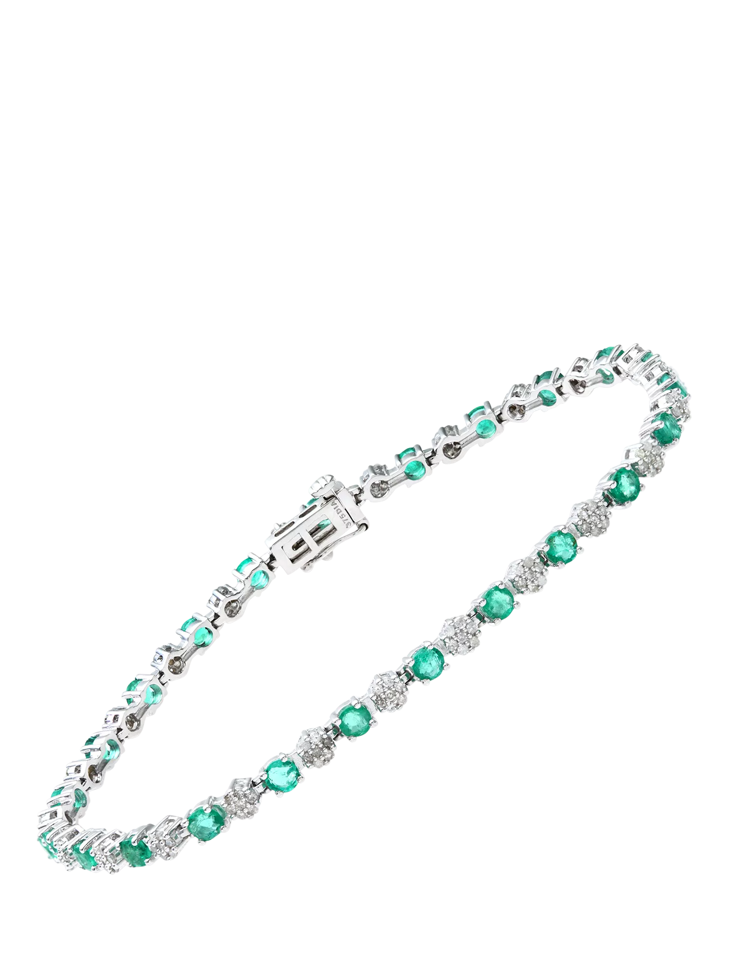 Mogul diamond and emerald tennis bracelet 9ct white gold - British product