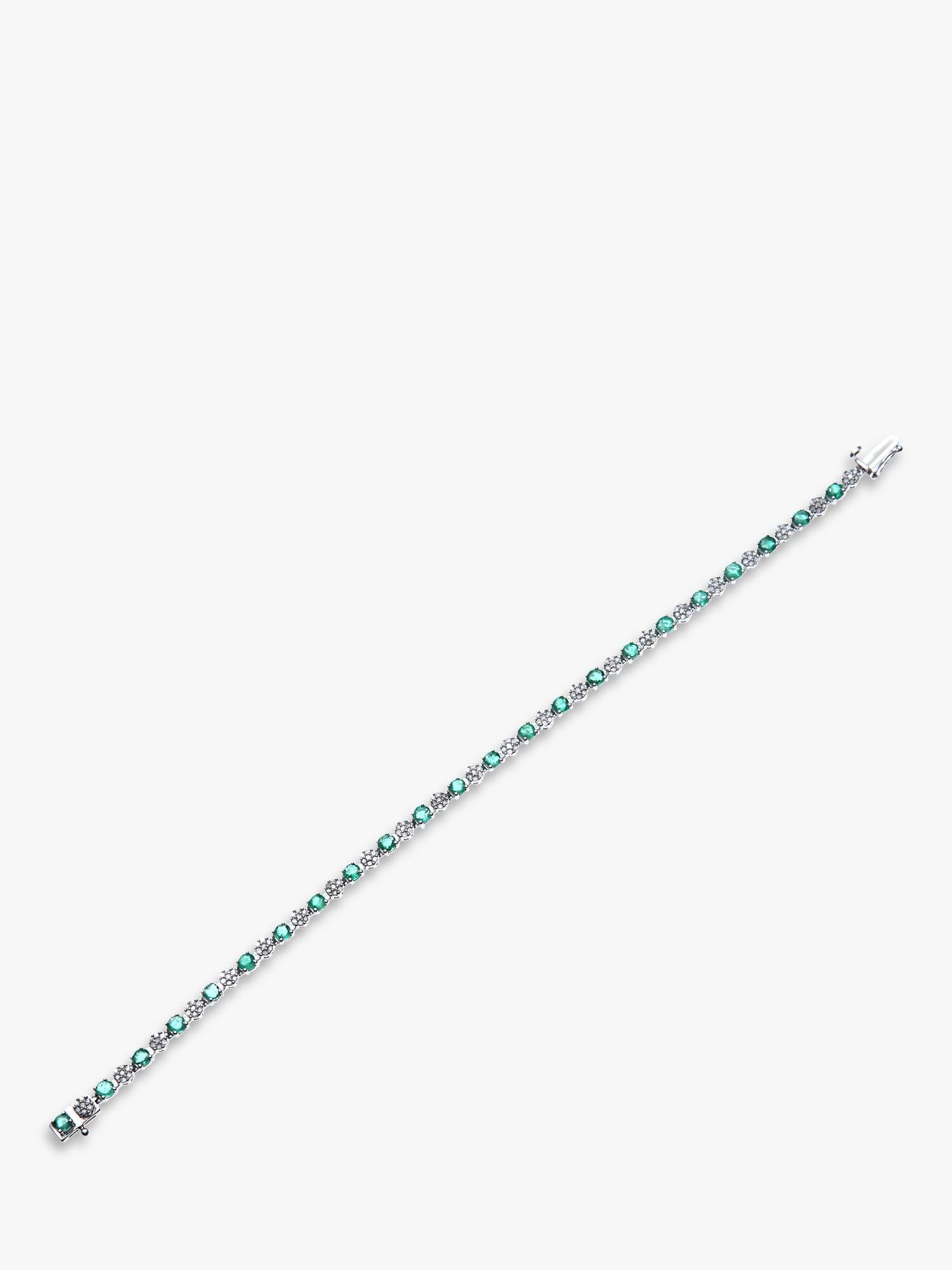 Mogul diamond and emerald tennis bracelet 9ct white gold - British product
